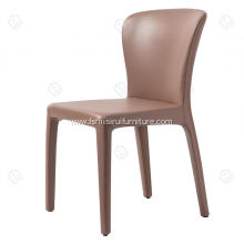 Italian minimalist brown leather armrest dining chairs